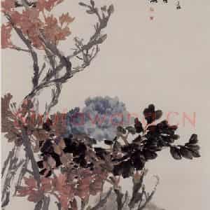 1892年 任伯年《牡丹白头图》国画花鸟写意作品图片鉴赏