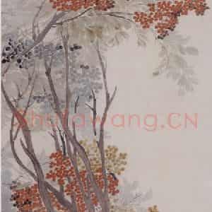 1889年 任伯年《天竹》国画花鸟写意作品图片鉴赏