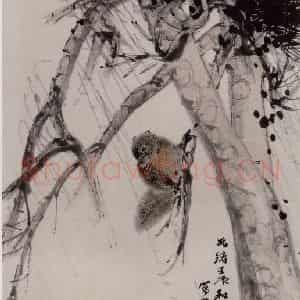 1892年 任伯年《松鼠图》国画花鸟写意作品图片鉴赏