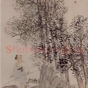 1892年 任伯年《春江放鸭》国画人物写意作品图片鉴赏