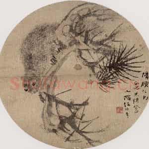 1893年 任伯年《松鼠图》国画花鸟写意作品图片鉴赏