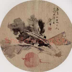 1895年 任伯年《时蔬图》国画花鸟写意作品图片鉴赏