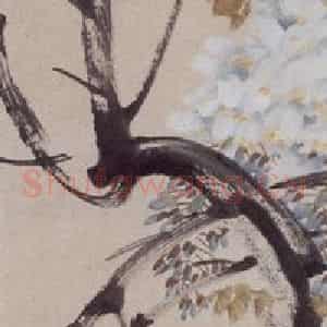 1894年 任伯年《紫藤麻雀》国画花鸟写意作品图片鉴赏