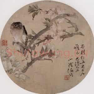 1889年 任伯年《花鸟图》国画花鸟写意作品图片鉴赏