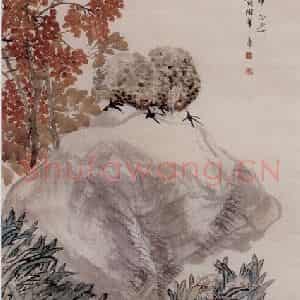 1889年 任伯年《水仙鹌鹑图》国画花鸟写意作品图片鉴赏
