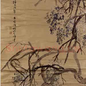 1890年 任伯年《花鸟四条屏》国画花鸟写意作品图片鉴赏