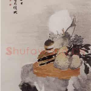 1890年 任伯年《中秋赏月图》国画花鸟写意作品图片鉴赏