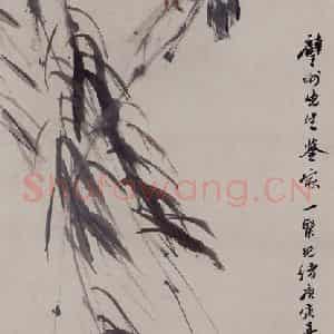 1890年 任伯年《杨柳八哥图》国画花鸟写意作品图片鉴赏