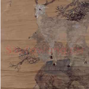 1890年 任伯年《百龄禄寿图》国画花鸟写意作品图片鉴赏