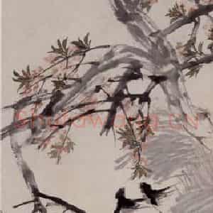 1891年 任伯年《花鸟四条屏》国画花鸟写意作品图片鉴赏
