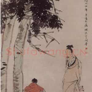 1891年 任伯年《羲之观鹅图》国画人物写意作品图片鉴赏