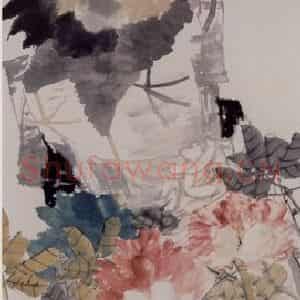 1891年 任伯年《牡丹双鸡图》国画花鸟写意作品图片鉴赏
