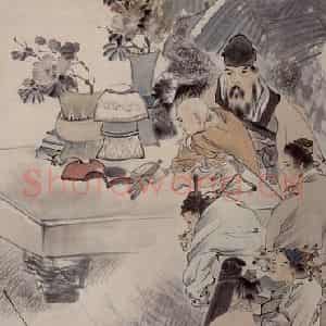 1891年 任伯年《丹桂五芳图》国画花鸟写意作品图片鉴赏