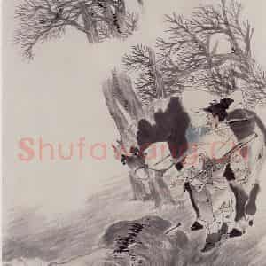 1889年 任伯年《试箭图》国画人物写意作品图片鉴赏