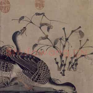 宋代 赵佶《柳鸦芦雁图》国画花鸟作品图片鉴赏