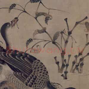 宋代 赵佶《柳鸦芦雁图》国画花鸟作品图片鉴赏
