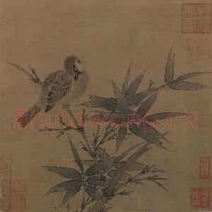 宋代 吴炳《竹雀图》国画花鸟作品图片鉴赏