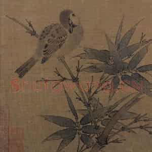 宋代 吴炳《竹雀图》国画花鸟作品图片鉴赏
