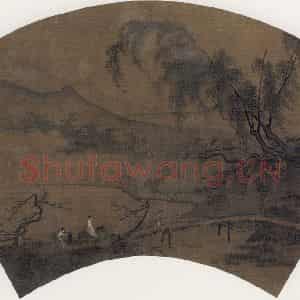 宋代《溪桥归骑图》国画综合作品图片鉴赏