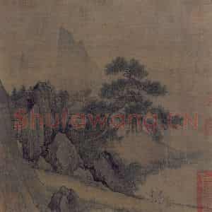 宋代《携琴闲步图》国画综合作品图片鉴赏
