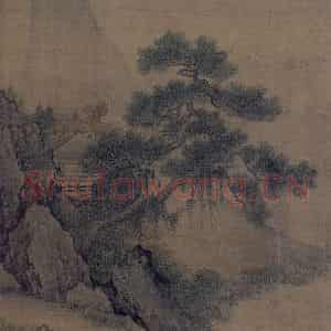 宋代《携琴闲步图》国画综合作品图片鉴赏