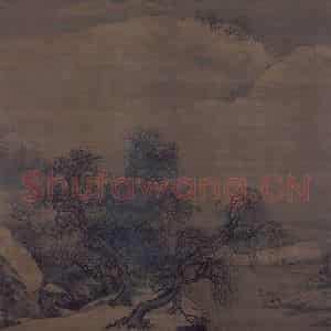 宋代《雪峰寒艇图》国画山水作品图片鉴赏