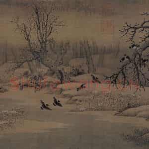 宋代《寒鸦图》国画花鸟作品图片鉴赏