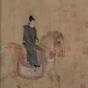 宋代 赵佶（传）《摹张萱虢国夫人游春图》国画综合作品图片鉴赏