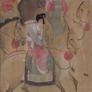 宋代 赵佶（传）《摹张萱虢国夫人游春图》国画综合作品图片鉴赏