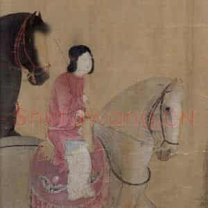 宋代 赵佶(传)《摹张萱虢国夫人游春图》国画综合作品图片鉴赏