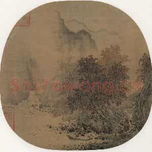 宋代 萧照《秋山红树图》国画山水作品图片鉴赏