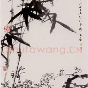 90年代 蒋凤白《梅竹双清》国画花鸟作品图片鉴赏