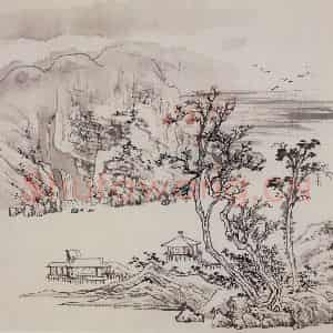 50年代 蒋凤白《秋山观瀑》国画山水作品图片鉴赏