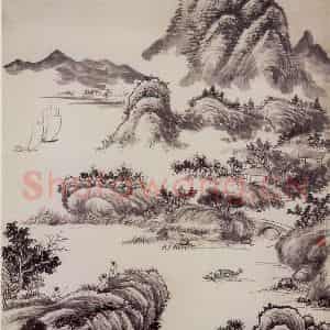 1952年 蒋凤白《拟古之作》国画山水作品图片鉴赏