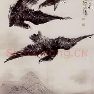 50年代 蒋凤白《三鹰图》国画花鸟作品图片鉴赏