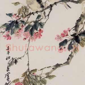 2002年 蒋凤白《白头海棠》国画花鸟作品图片鉴赏