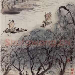 60年代 蒋凤白《江南水乡》国画山水作品图片鉴赏