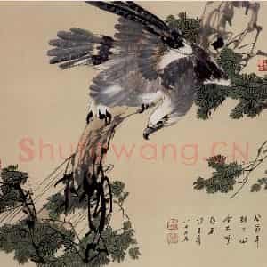70年代 蒋凤白《鹰》国画花鸟作品图片鉴赏