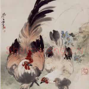 70年代 蒋凤白《鸡》国画花鸟作品图片鉴赏