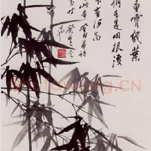 1973年 蒋凤白《两枝修竹》国画花鸟作品图片鉴赏