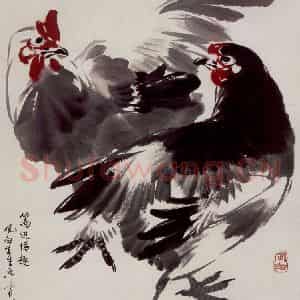 70年代 蒋凤白《篱边情趣》国画花鸟作品图片鉴赏