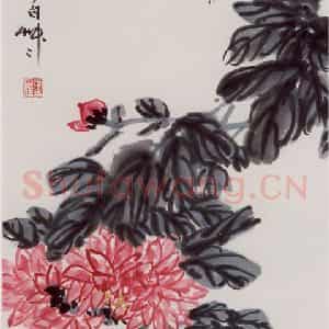 1978年 蒋凤白《秋深犹有蝶飞来》国画花鸟作品图片鉴赏