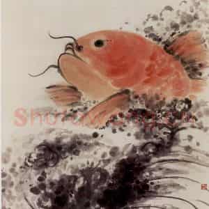 40年代 蒋凤白《红鲤》国画花鸟作品图片鉴赏