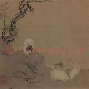 宋代 陈居中《四羊图》国画综合作品图片鉴赏