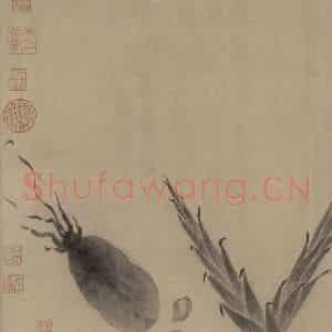 宋代 牧溪《水墨写生图》国画花鸟作品图片鉴赏