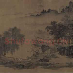 宋代 刘松年《四景山水图》国画山水作品图片鉴赏