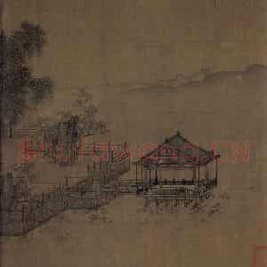宋代 刘松年《四景山水图》国画山水作品图片鉴赏