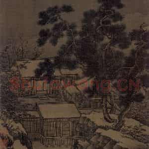 宋代 刘松年《四景山水图》国画山水作品图片鉴赏