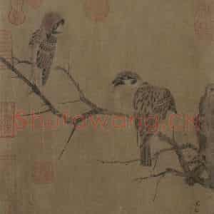 宋代 崔白《寒雀图》国画花鸟工笔作品图片鉴赏