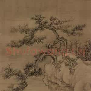 宋代 王诜《渔村小雪图》国画山水工笔作品图片鉴赏